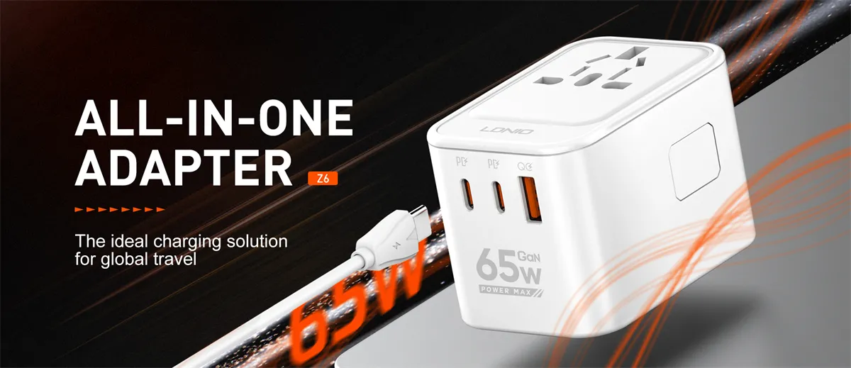LDNIO Z6 3 USB Ports 65W GaN Travel Adapter