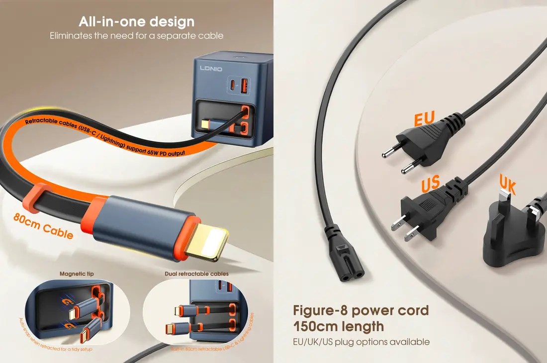 100W GaN Fast Charging Station with intelligent multi device power distribution support