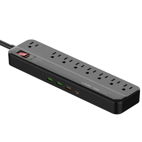 LDNIO SU8440 Surge Protector With 8 Outlets and 4 USB Ports Flat Plug Extension Cord (1875W/15A)
