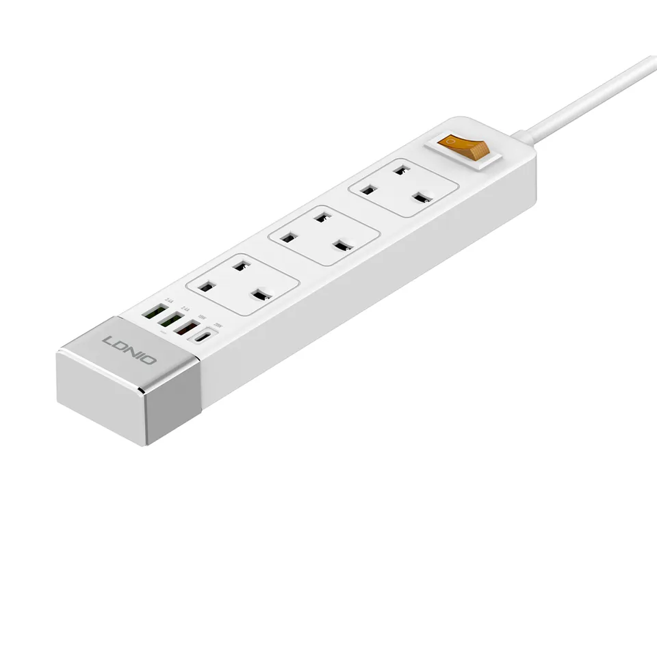 LDNIO SK3467 3 Power Socket 3 USB 1 Type-C Port Extension Adapter UK Plug