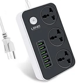 Ldnio SC3604 Power Strip with 3 AC Sockets and 6 USB Ports – Black