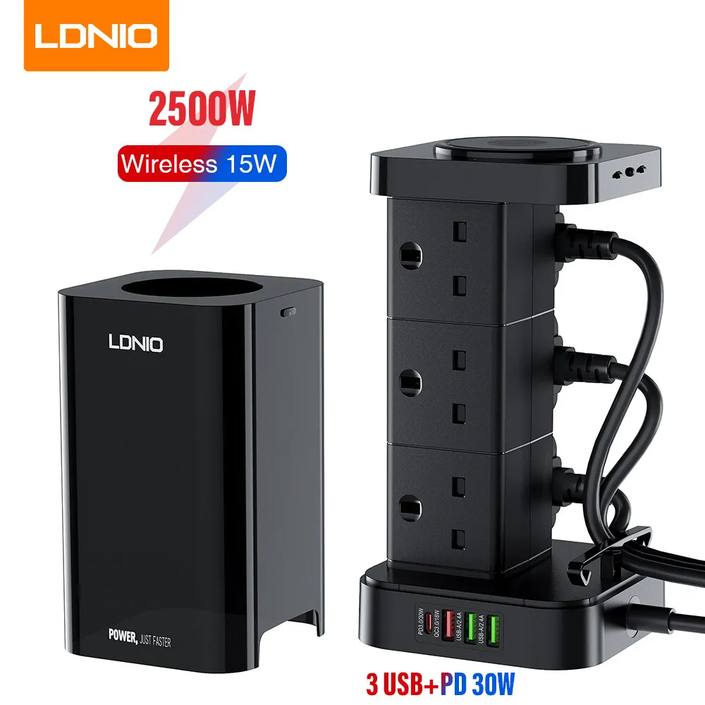 LDNIO SKW6457 6 Outlet USB Tower Extension Power Socket with 15W Wireless Charger LDNIO SKW6457 6 Outlet USB Tower Extension Power Socket with 15W Wireless Charger