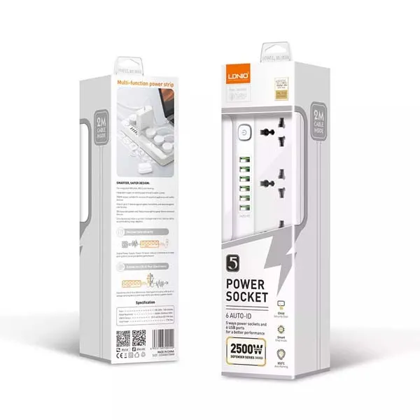 LDNIO SC5614 Power Strip 5 AC Outlets and 6 USB Charging Ports (EU 2 Pin)