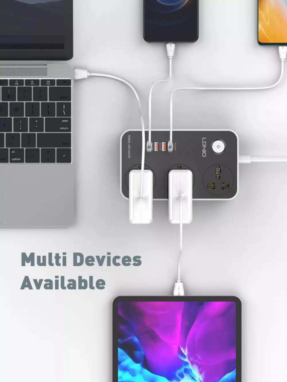 LDNIO SC3412 38W PD20W Power Strip 3 Socket Outlets and 3 QC 3.0 USB