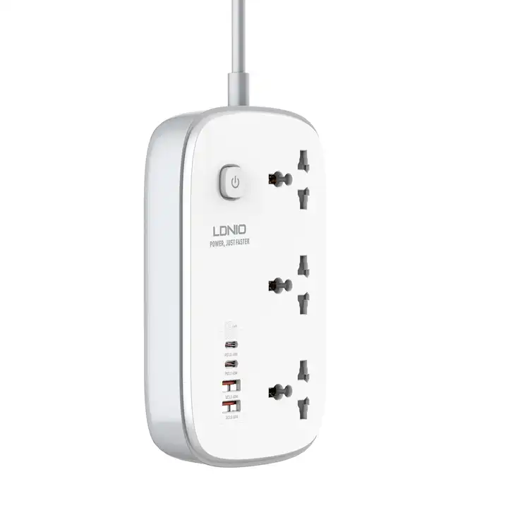 Ldnio SC3416 Power Strip 65W 3 Sockets With 4 Port Charger