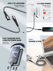 LDNIO LC111 USB-C To Lightning 30W Cable For iPhone