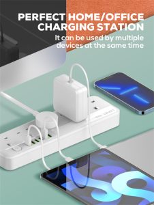 LDNIO SK5691 Fast Charging Power Strip with 5 UK Outlets and 6 USB ports 2M Power Cord Extension Socket