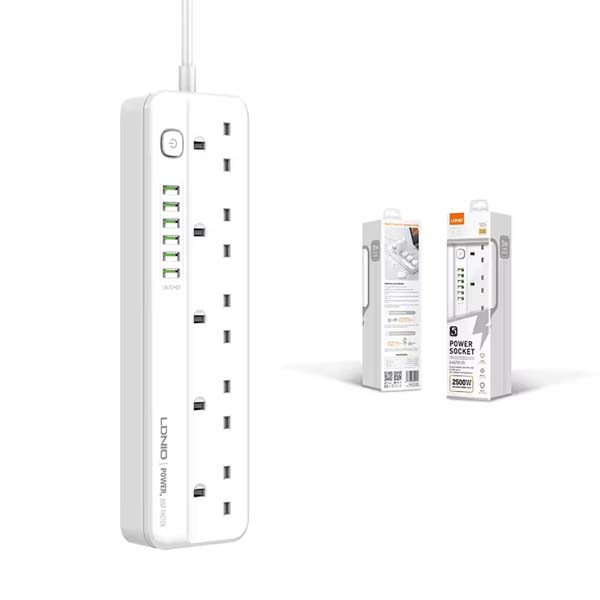 LDNIO SK5691 Fast Charging Power Strip with 5 UK Outlets and 6 USB ports 2M Power Cord