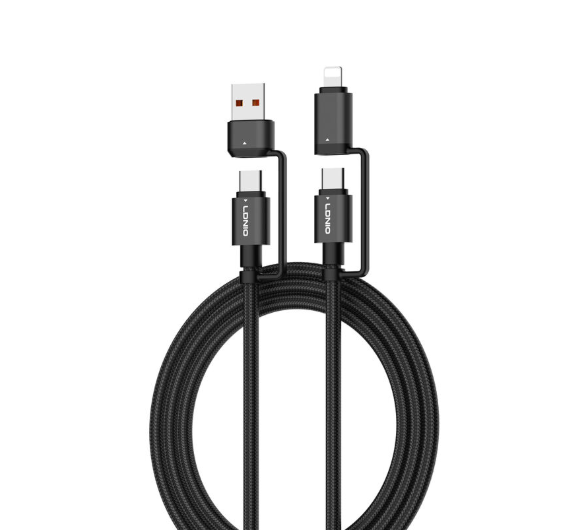 LDNIO LC16 65W 4-in-1 Fast Charging Cable USB-C Lighting to USB-AUSB-C 1.2M