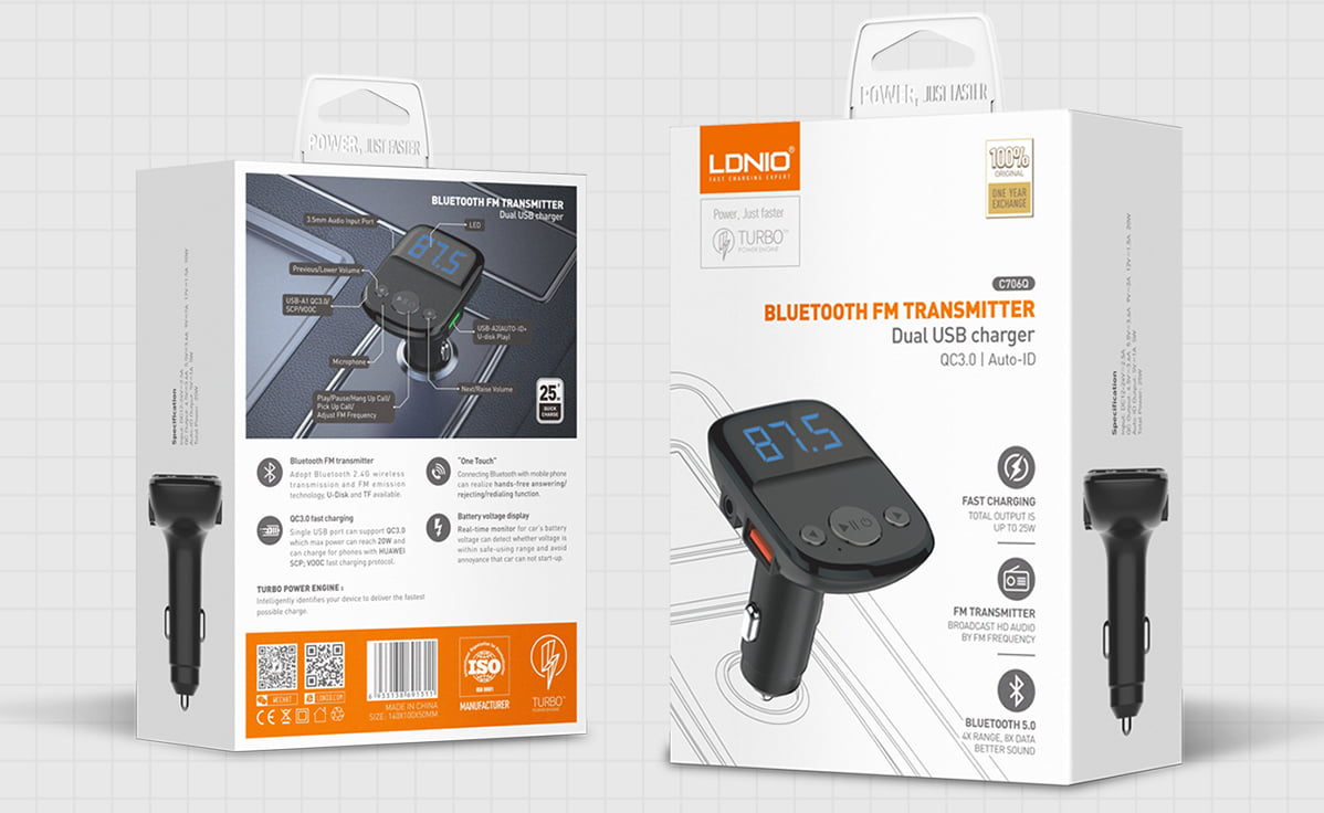 LDNIO C706Q 25W Bluetooth 5.0 Player Car Charger