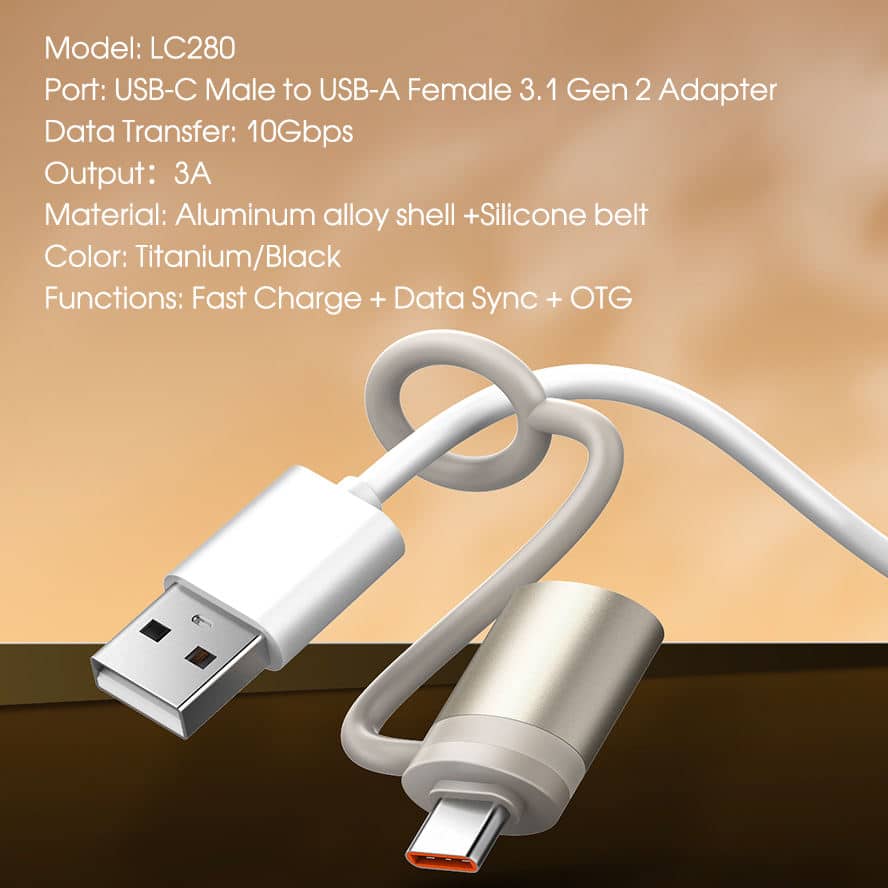 LDNIO LC280 USB Convertor Type-C to USB-A Supports OTG Transfer