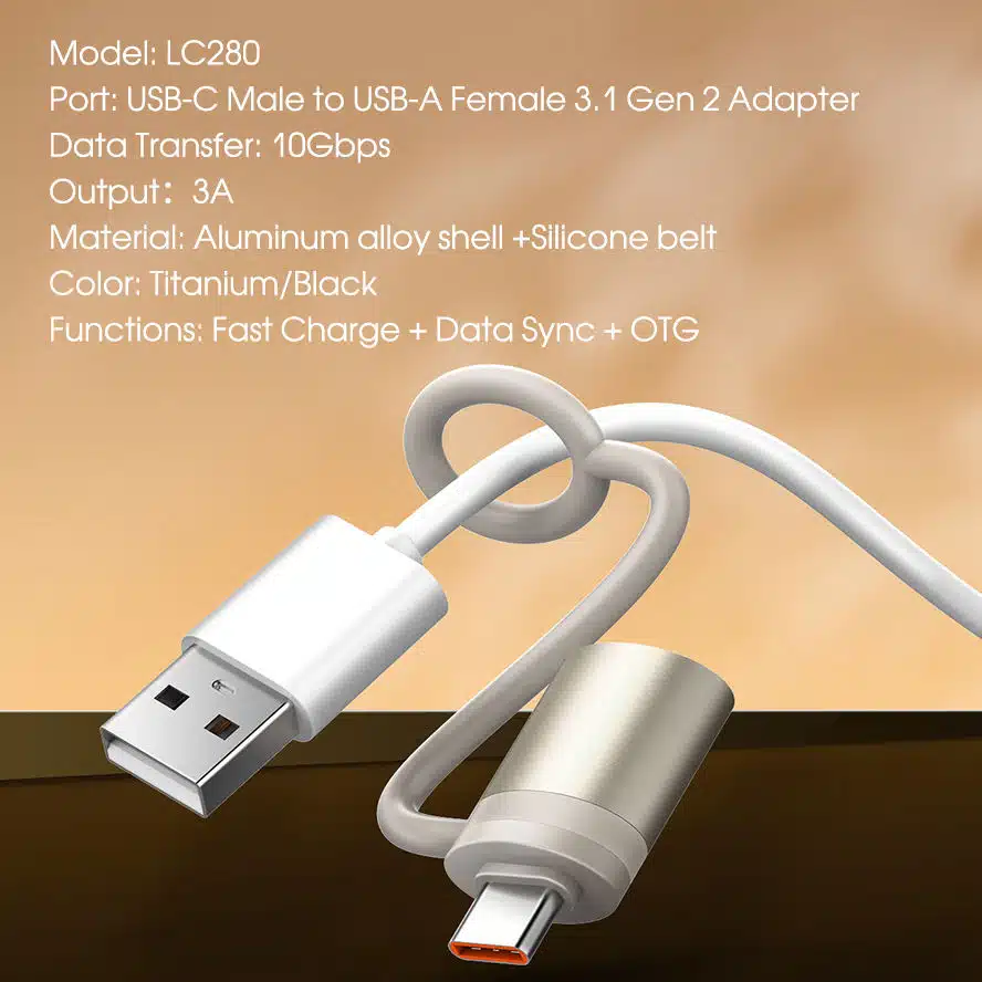 LDNIO LC280 USB Convertor Type-C to USB-A Supports OTG Transfer