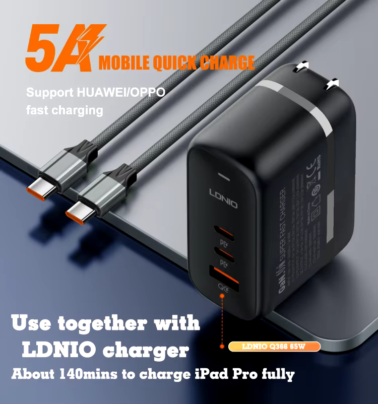 LDNIO LC441C 65W 5A USB-C Fast Charging Data Cable 1M