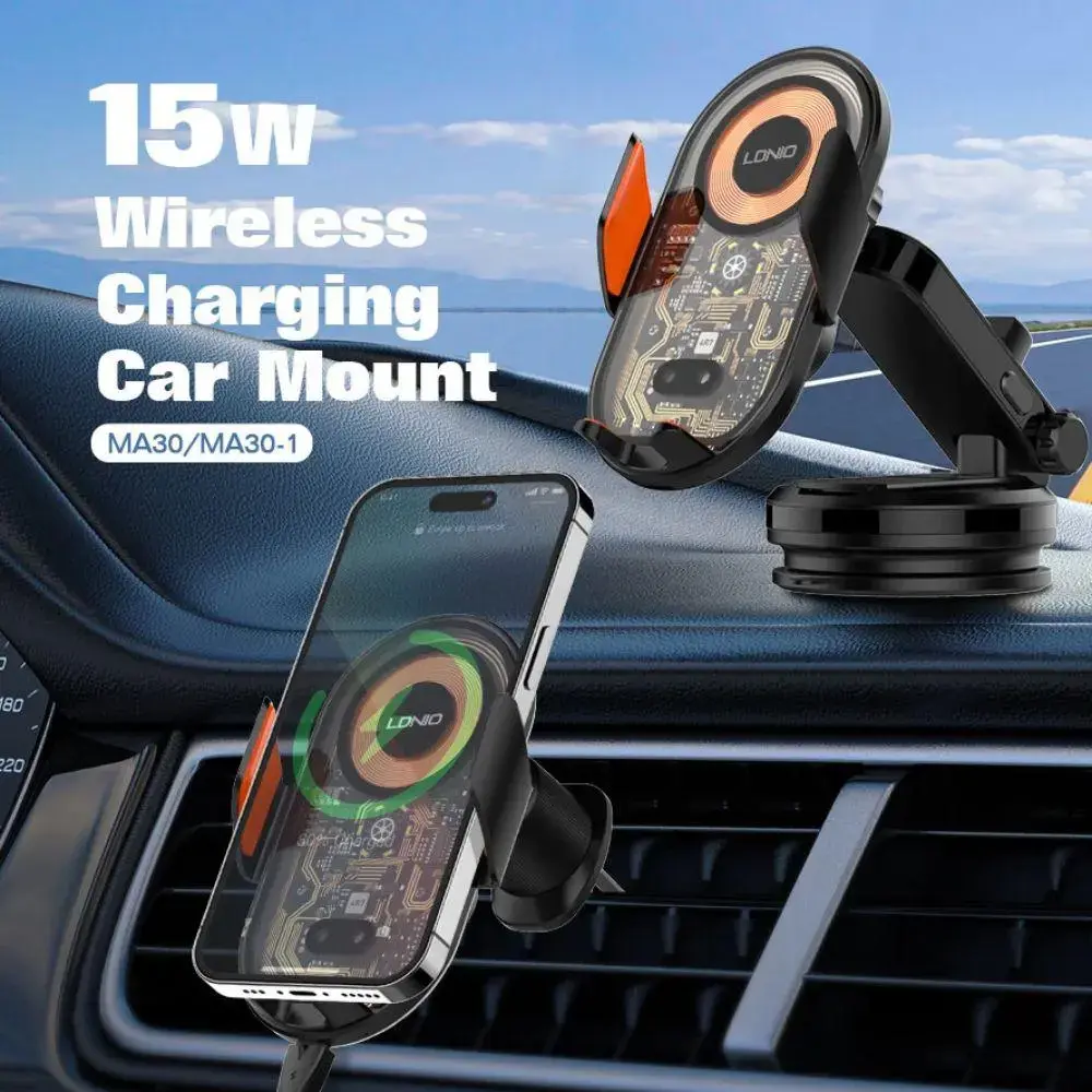 LDNIO MA30 15W Wireless Charging Type C Magnetic Car Phone Holder