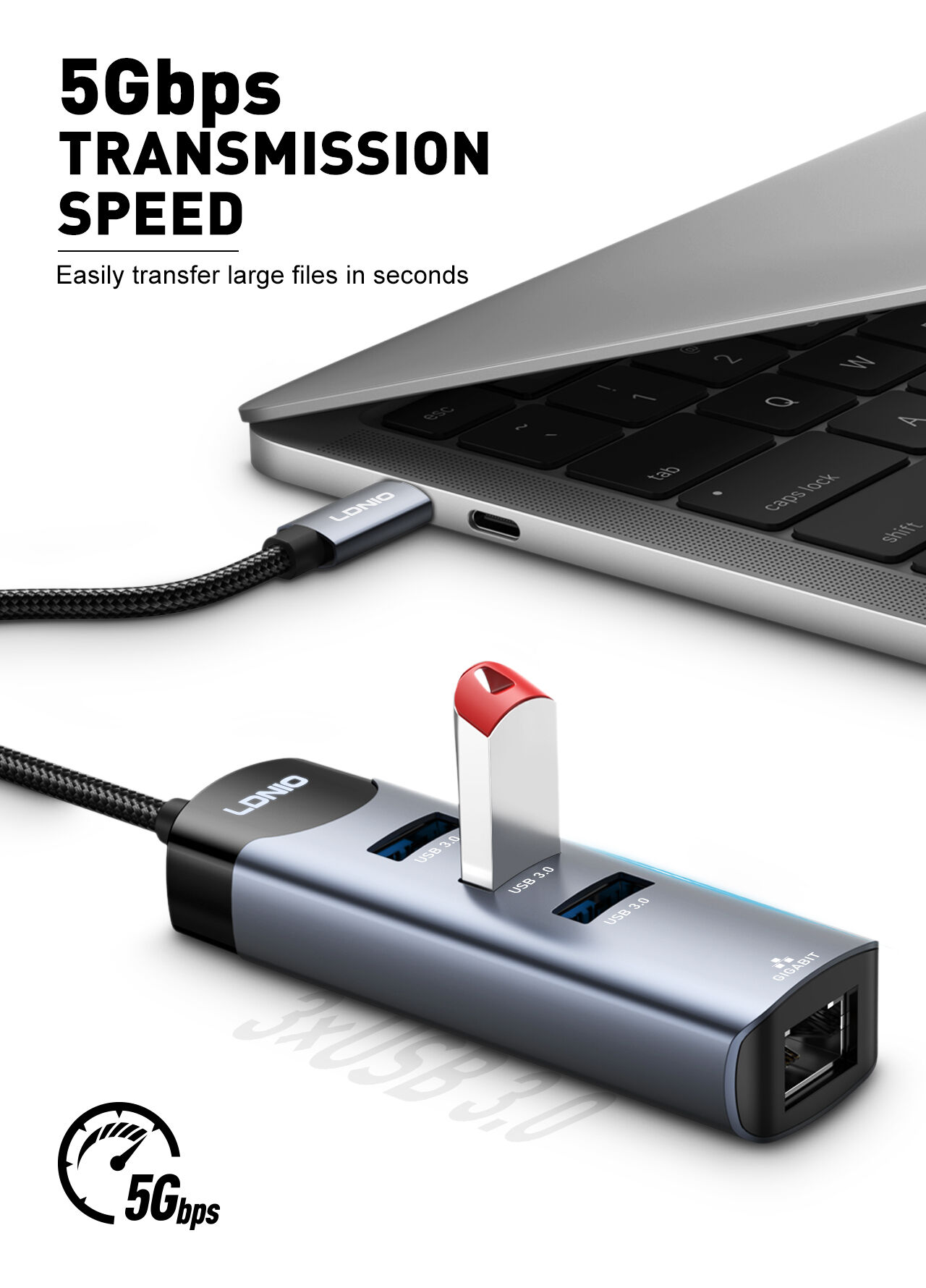 Ldnio DS-144C 4-in-1 USB-C Hub Adapter