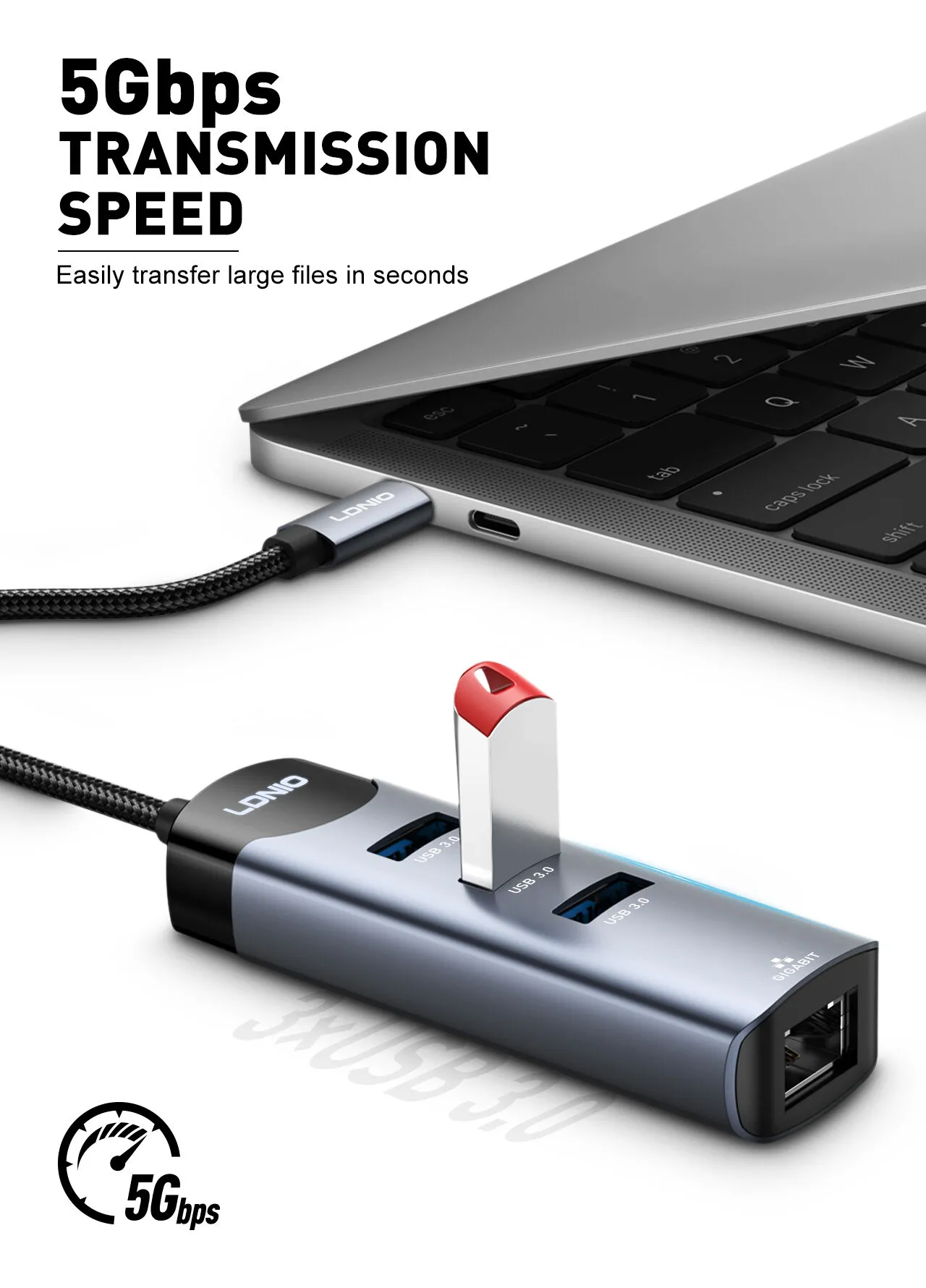 Ldnio DS-144C 4-in-1 USB-C Hub Adapter