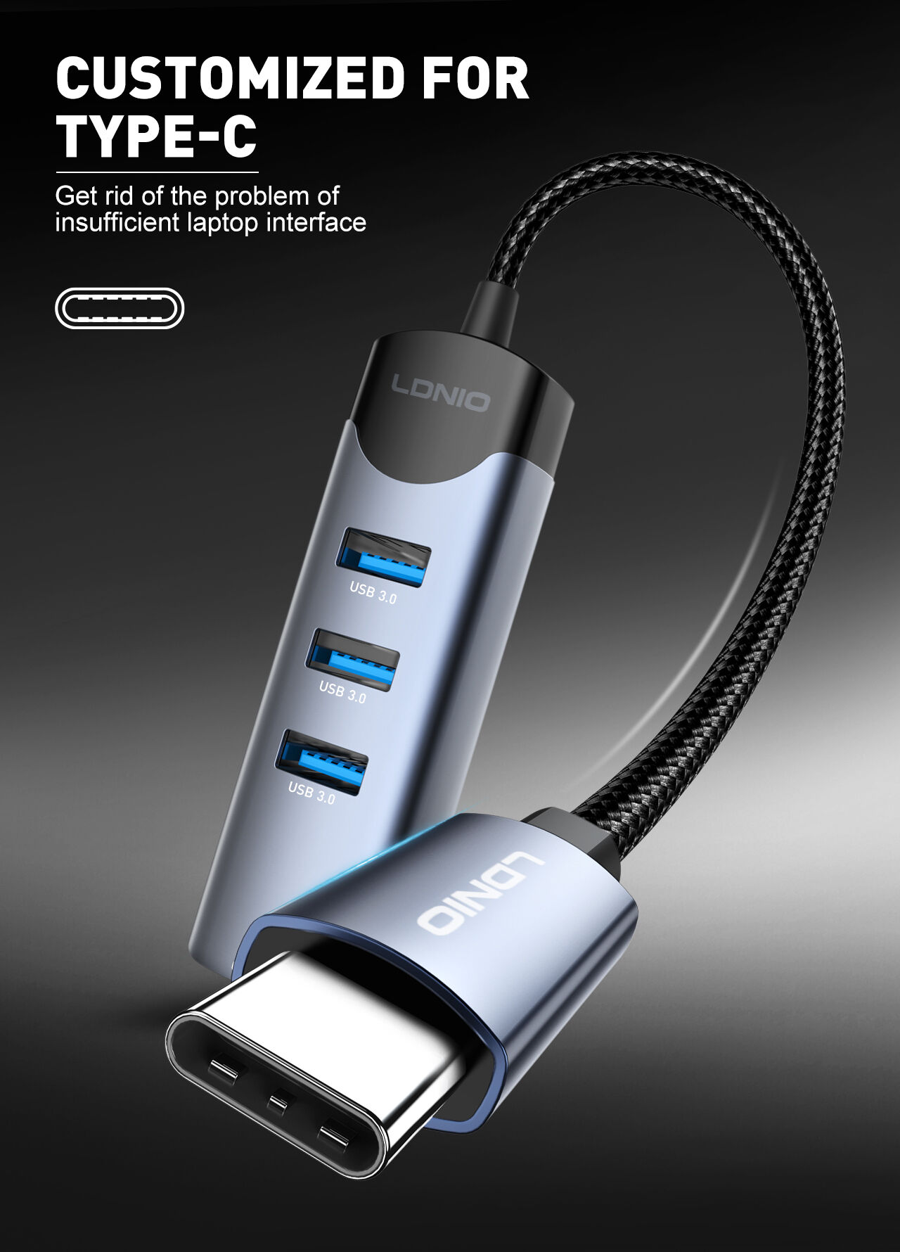 Ldnio DS-144C 4-in-1 USB-C Hub Adapter