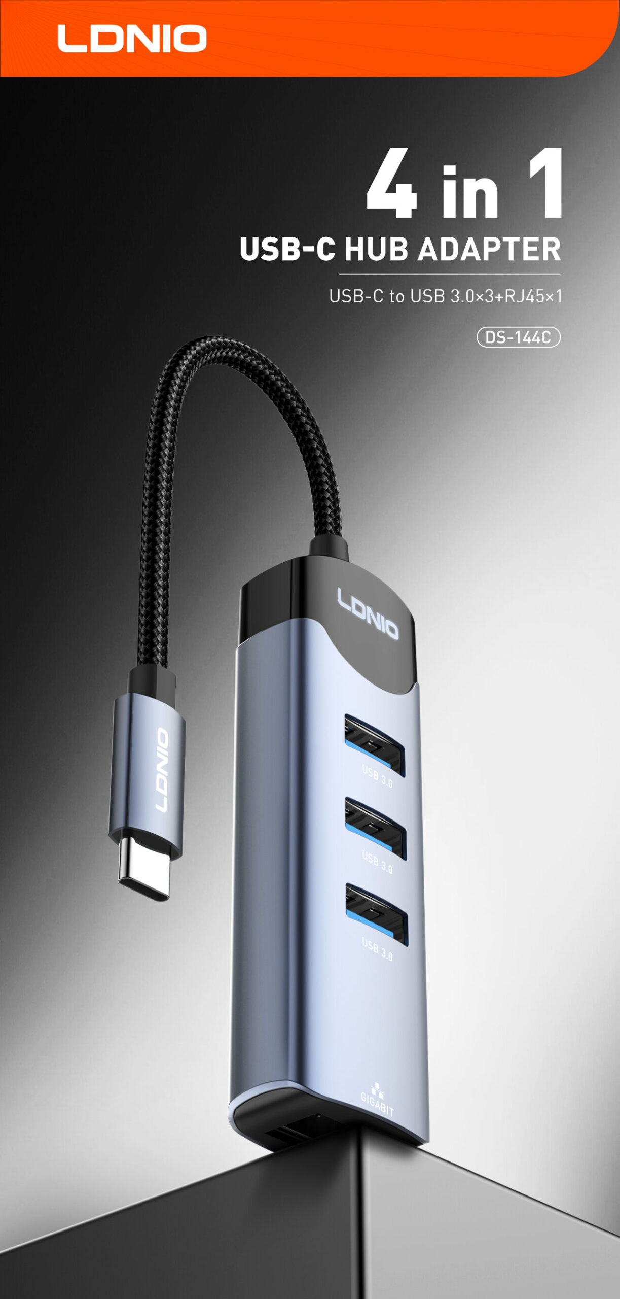 Ldnio DS-144C 4-in-1 USB-C Hub Adapter