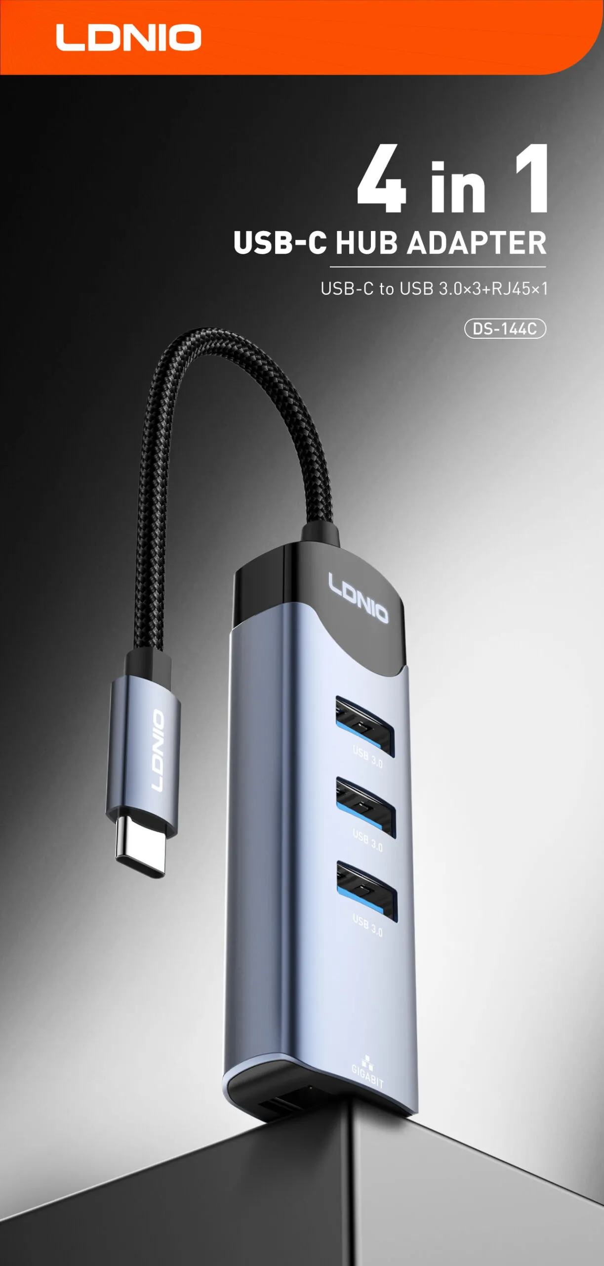 Ldnio DS-144C 4-in-1 USB-C Hub Adapter