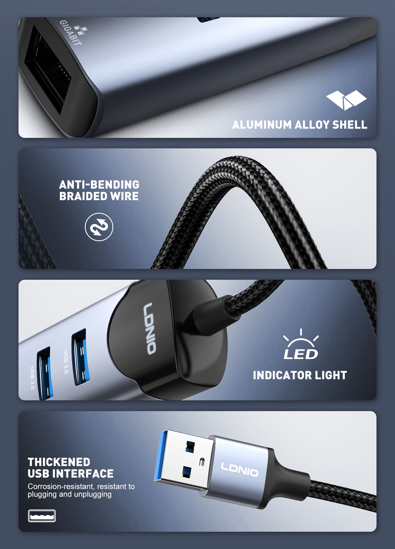 Ldnio DS 144U 4 in 1 USB Hub Adapter 2