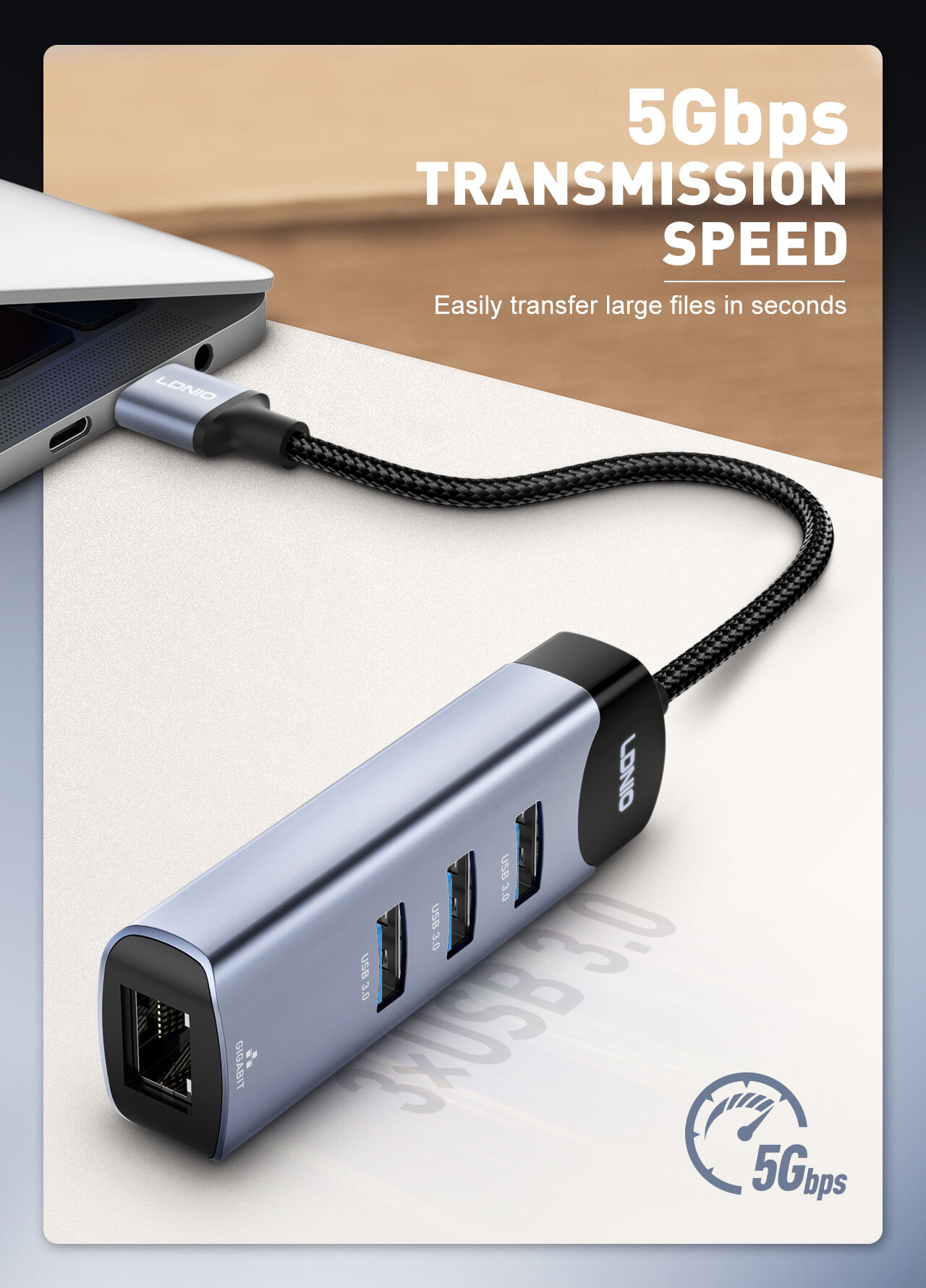 Ldnio DS 144U 4 in 1 USB Hub Adapter 4