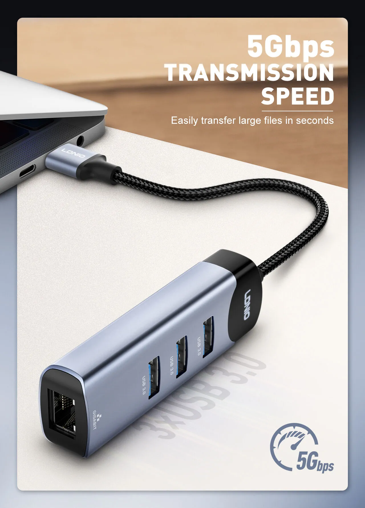 Ldnio DS 144U 4 in 1 USB Hub Adapter 4