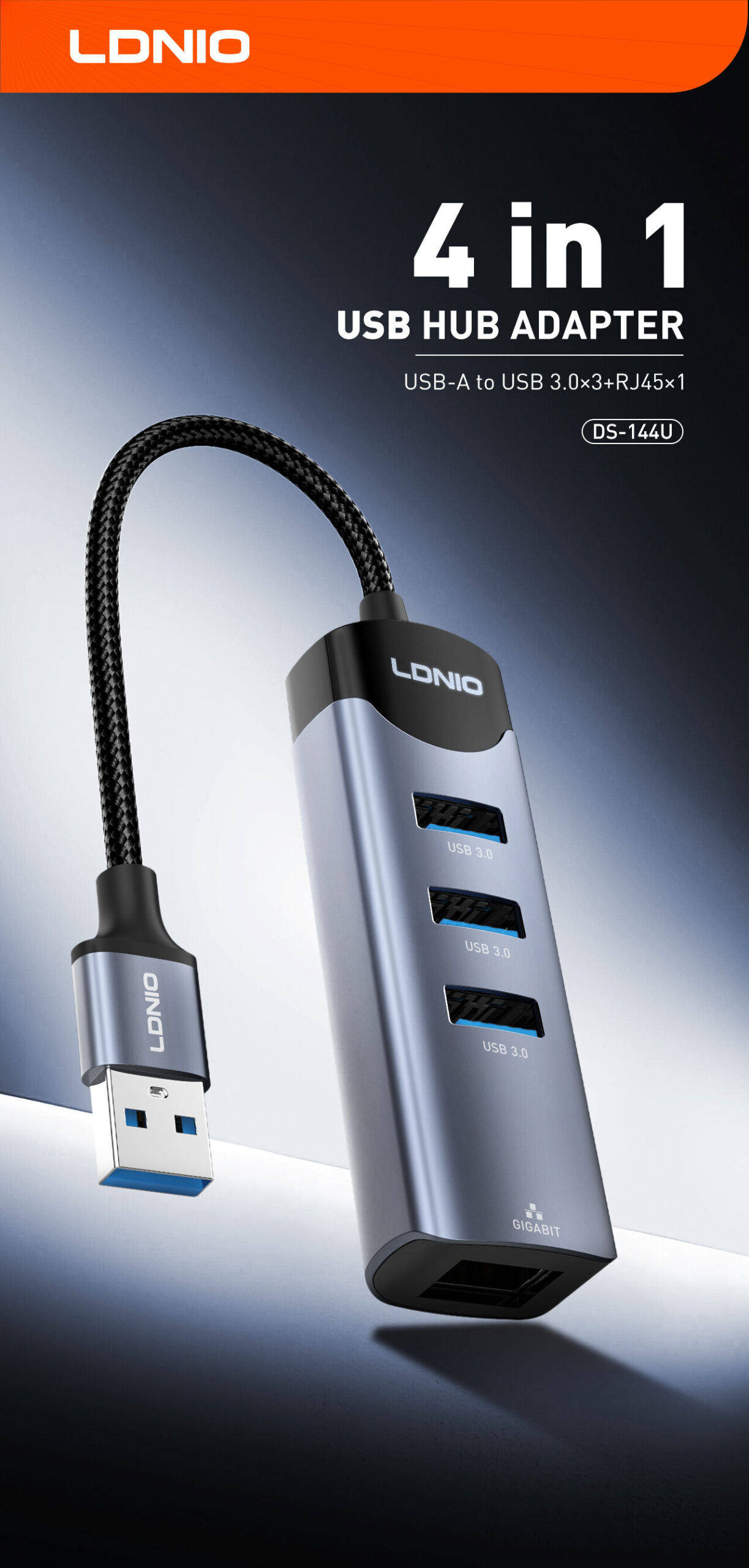 Ldnio DS 144U 4 in 1 USB Hub Adapter 6 scaled