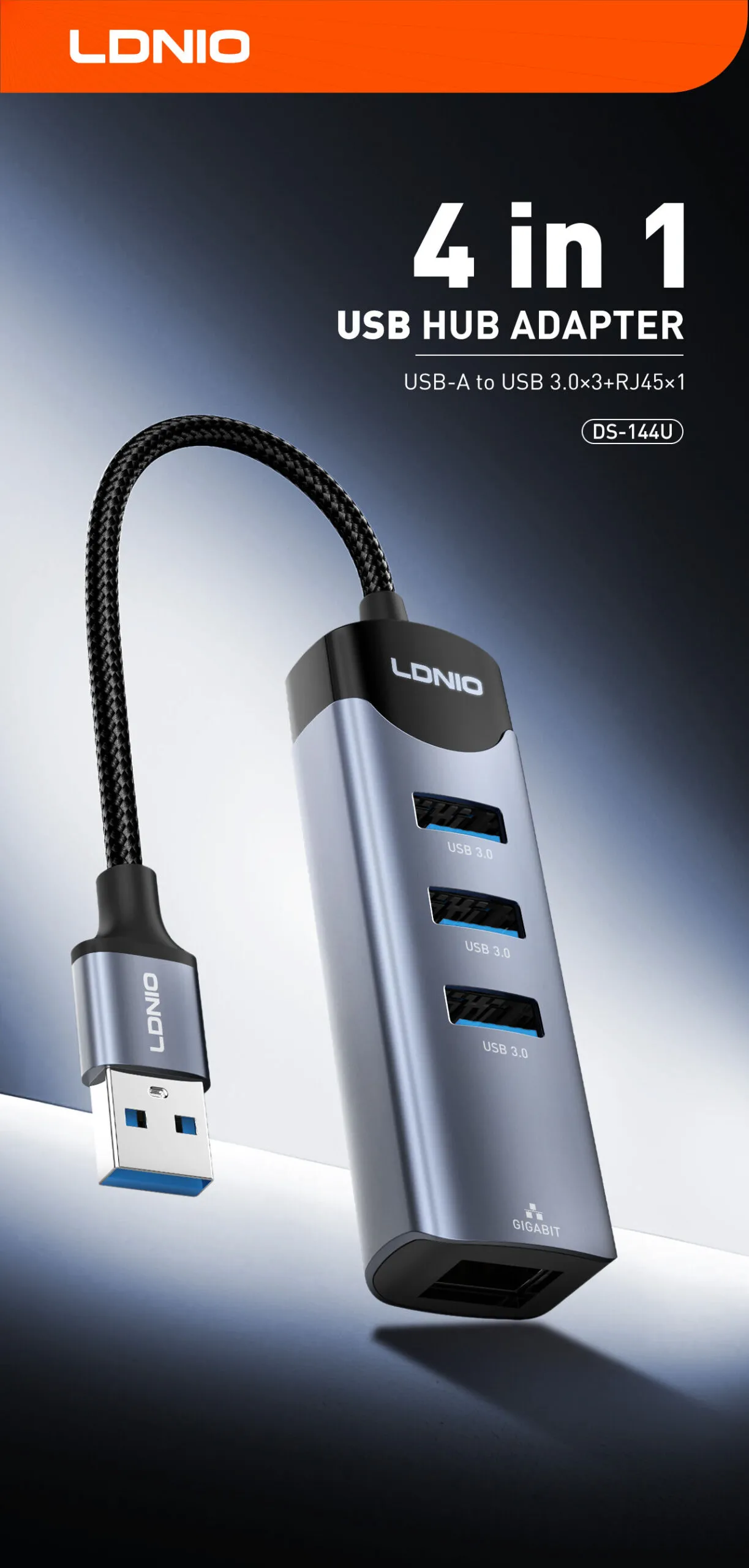 Ldnio DS 144U 4 in 1 USB Hub Adapter 6 scaled