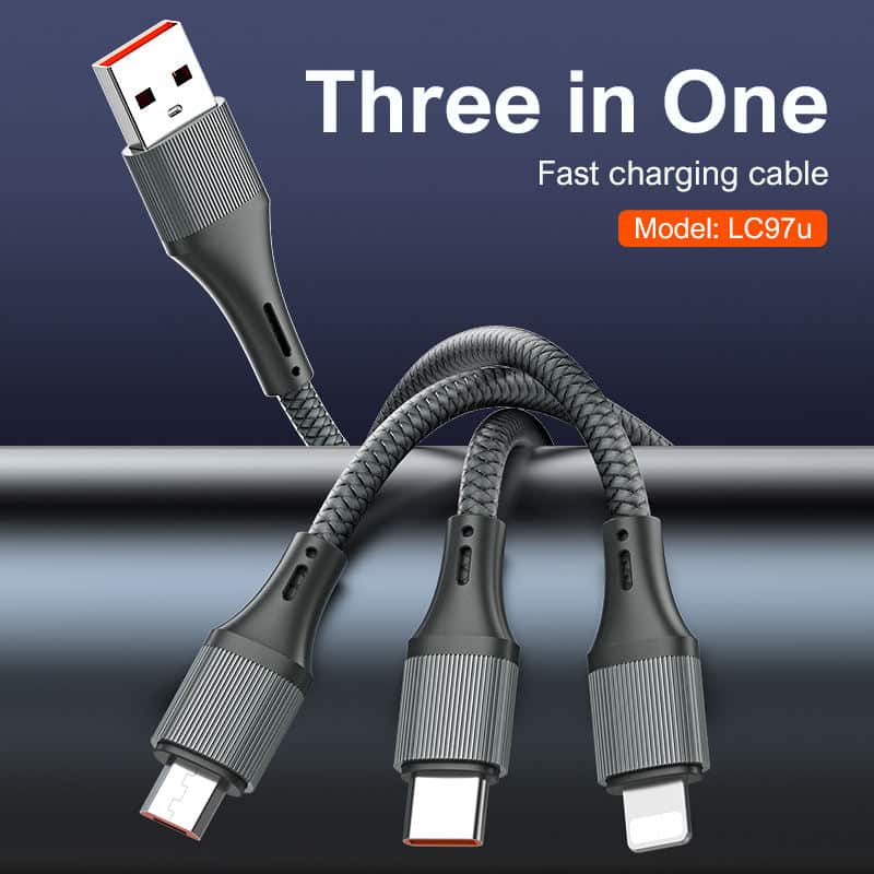 LDNIO LC97U 3-in-1 100W QC Charging 1.2M Nylon Cable