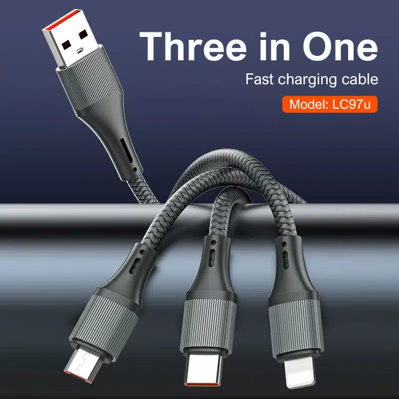LDNIO LC97U 3-in-1 100W QC Charging 1.2M Nylon Cable