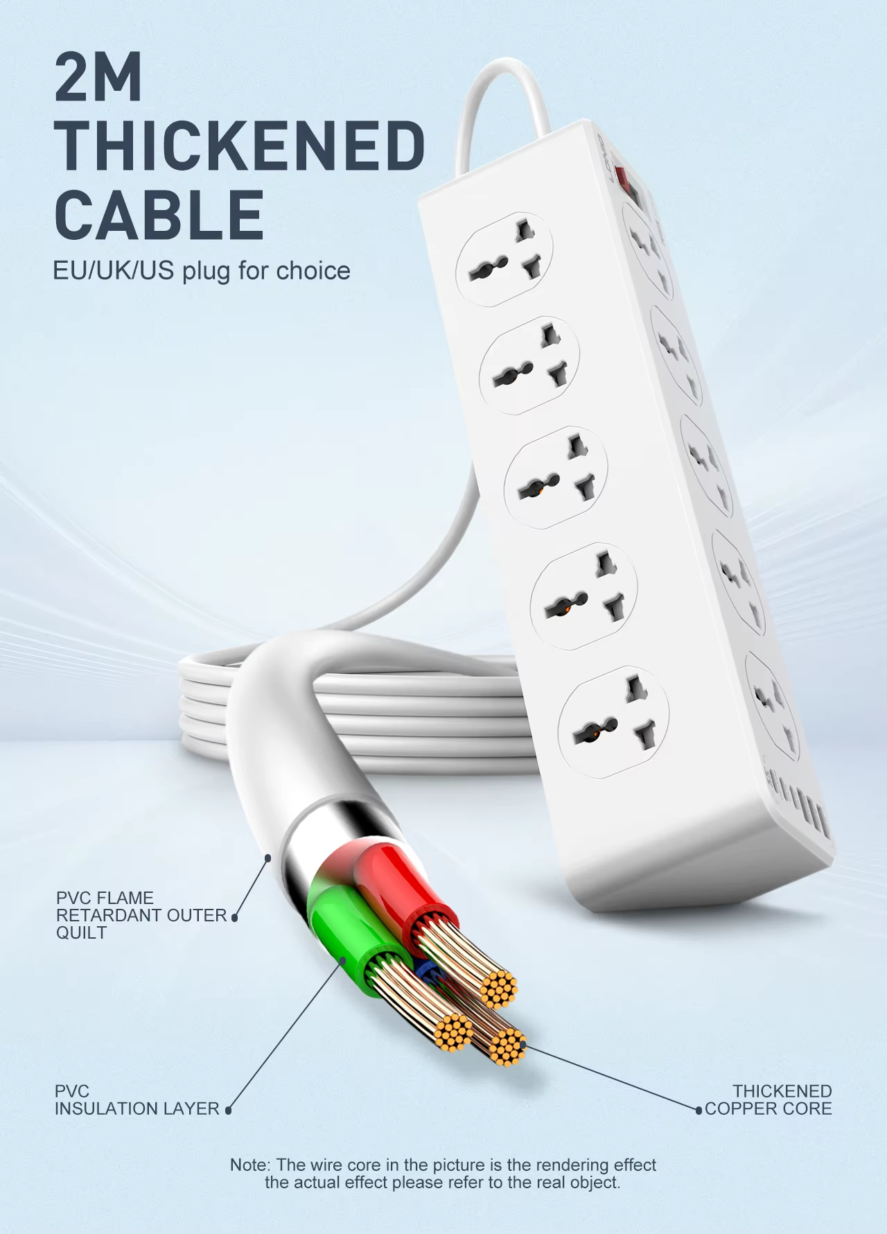 LDNIO SC10610C Power Socket Extension Universal Power Strip With 10 Outlets 2M