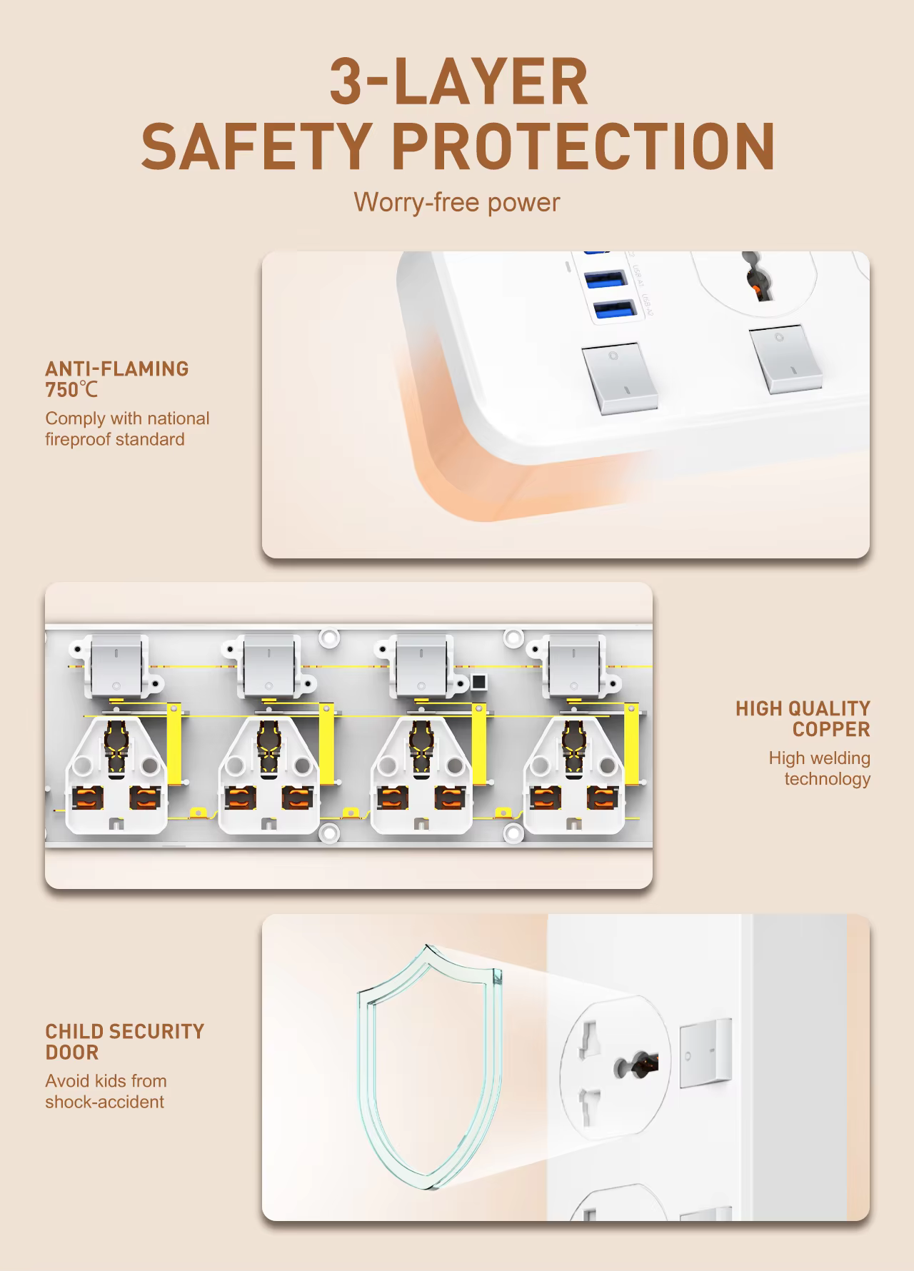LDNIO SC4408C Extension Power Socket 4AC 4USB Power Strip