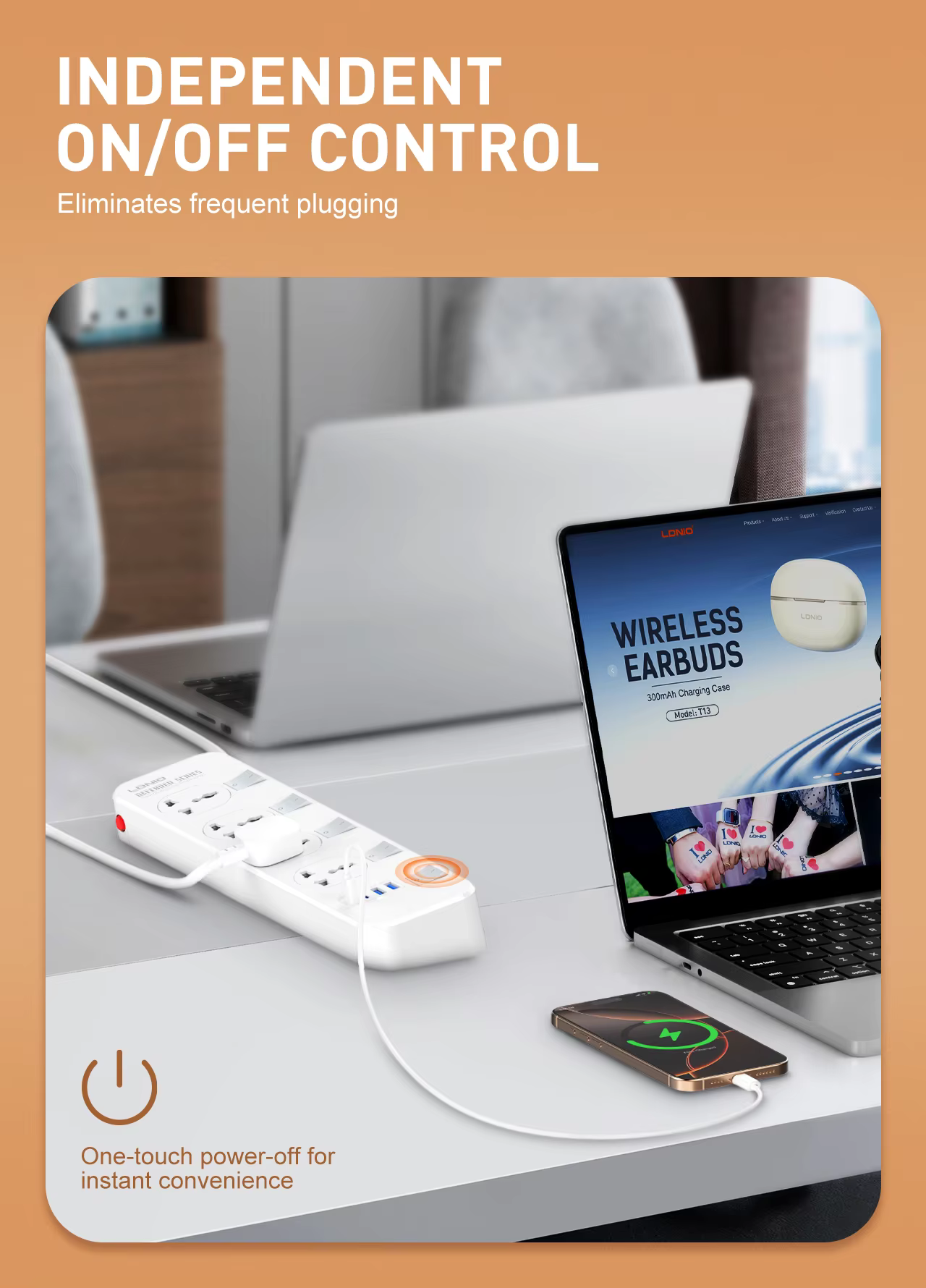 LDNIO SC4408C Extension Power Socket 4AC 4USB Power Strip