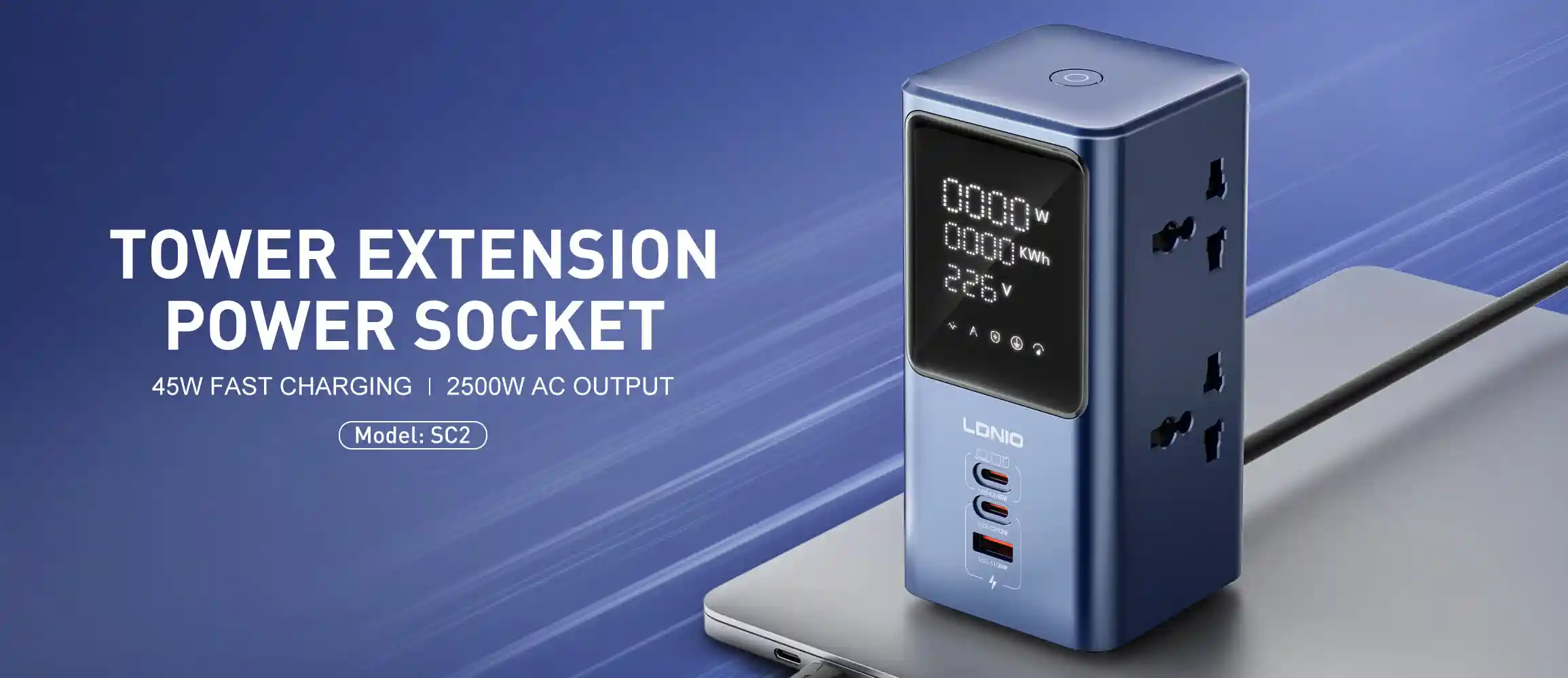 Fast charging LDNIO SC2 45W PD Charger with USB-C ports