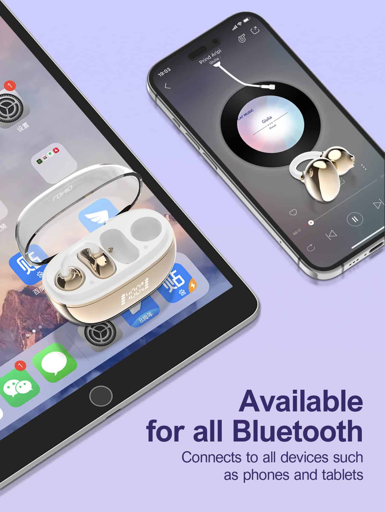 LDNIO T08 wireless earphones with ear clip design