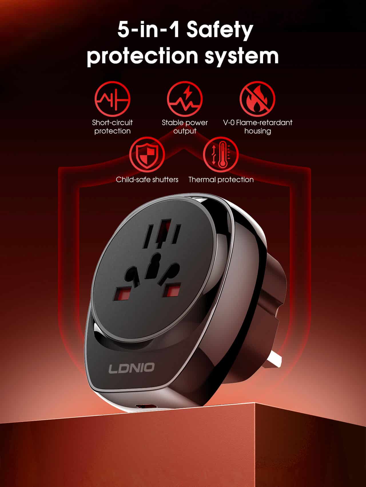 LDNIO Z10 Worldwide Travel Adapter with USB-C Port